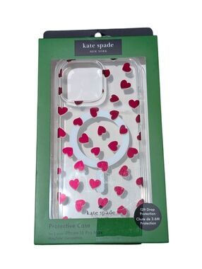 Kate Spade iPhone 16 Pro Max Phone Case Clear with Red Hearts